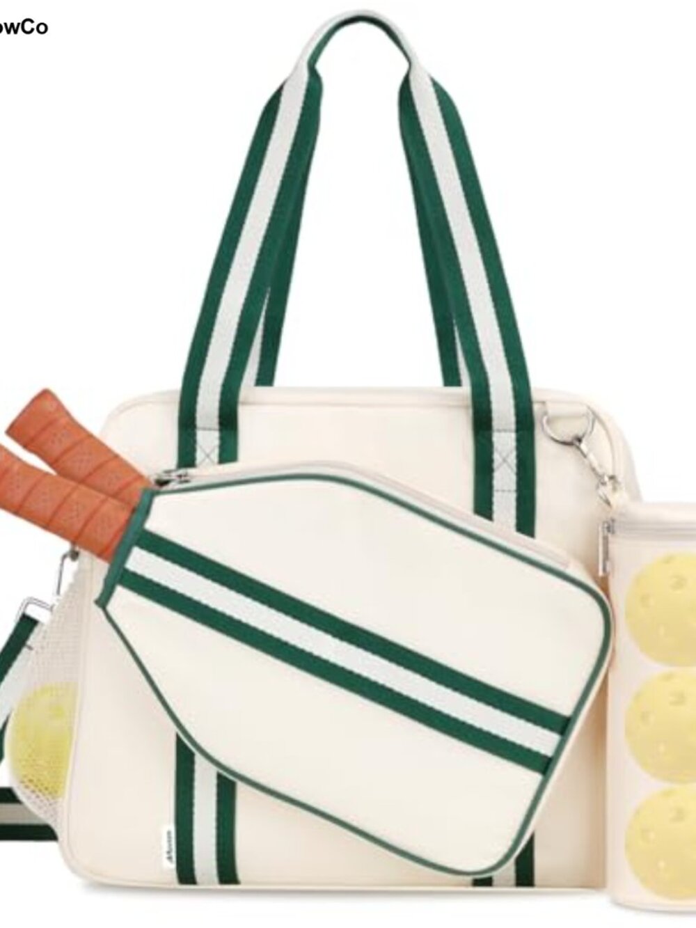 Pickleball Tote Bag with Paddle Pocket, Fence Hook, Detachable Ball Bag - Nylon